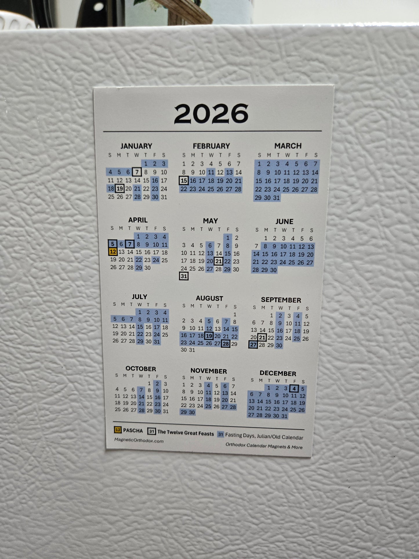 Orthodox Fasting Calendar Refrigerator Magnet, Old Calendar, 2026 Miniature