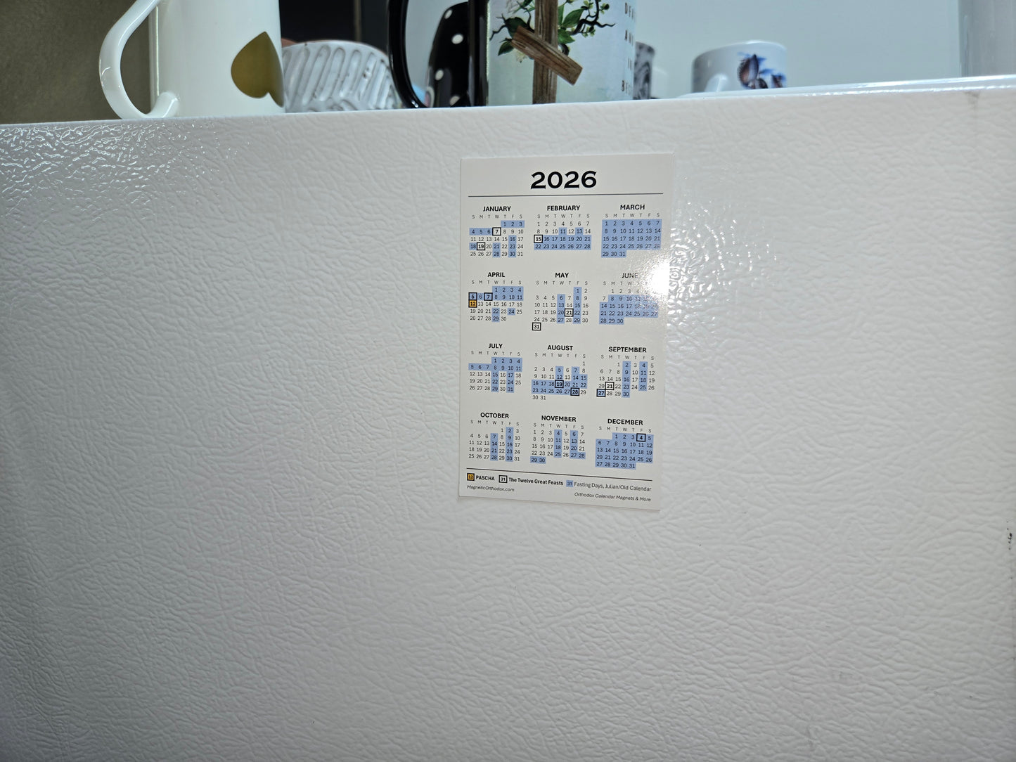 Orthodox Fasting Calendar Refrigerator Magnet, Old Calendar, 2026 Miniature